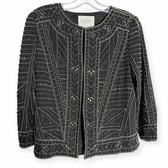 Velvet by Graham & Spencer Black Geometric Women's Blazer - Picture 2 of 6